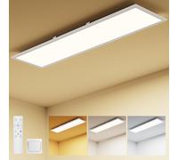 Amdelne Panneau LED 100x25cm, 3000-6500K Plafonnier LED Dimmable, 30W Luminaire Plafonnier avec Télécommande, Dalle Plafond avec Lumière nocturne/Minuterie pour Chambre, Cuisine, Salon Bureau