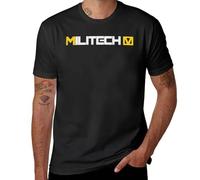 AMdeTUNS Militech T-Shirt Clothes t Shirt Man White t Shirts t Shirt Men Black L