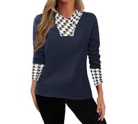 AMDOLE Automne et Hiver étranger Plus Velours Haut vêtements pour Femmes d'âge Moyen avec col Impression âge Moyen et Personnes âgées T-Shirts Surdimensionnés pour Femmes Ensembles De T-Shirts