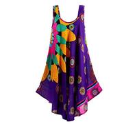 AMDOLE Belle Robe de Mode Femmes Grande Taille Style Ethnique Impression sans Manches débardeur Tenue décontractée Robe Grande Taille (Purple, XXXXXL)