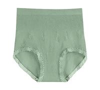AMDOLE Bustier Bleue Femmes Slip Sexy Couleur Unie Respirant Microfibre Mémoires Taille Haute Glace Soie Culotte sans Couture pour Les Femmes Slip Transparent (Green, One Size)