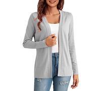 AMDOLE Cardigan pour Femme Automne et Hiver Cardigan Gilet Femme Basic Col V Classique en en Tricot Pull Fine Soft Boutonné Manteau Léger Ouvert sur le devant avec Poches
