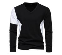 AMDOLE Gilet Blanc pour Hommes Grands T-Shirt à Manches Longues Assorti à la Couleur du col en V pour Hommes, à la Mode et décontracté Chemises Boutonnées en Soie pour Hommes Longues