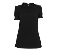 AMDOLE Hauts Sexy pour Femmes Décolleté Fantaisie T-Shirt Ample à Manches Courtes et col en V pour Femmes, imprimé décontracté, Hauts Type Chemisier Tunique Noire Fluide