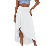 AMDOLE Jupe Short Enfant Fille Femmes Couleur Unie Taille Haute Volants Hauts et Bas Deux en Un séchage Rapide décontracté drapé irrégulier décontracté Jupe -Longue Jupe Tulle Table