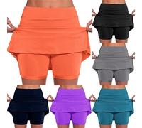 AMDOLE Jupe Short Femme avec Poches Sport Décontracté Jupe Couleur Unie Jupe Taille Moyenne Pantalons- La Randonnée, La Course, Le Cyclism Solide Taille Pas Cher (01A-Orange, XXXXXL) Prime Deals
