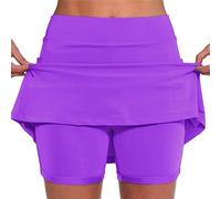 AMDOLE Jupe Short Femme avec Poches Sport Décontracté Jupe Couleur Unie Jupe Taille Moyenne Pantalons- La Randonnée, La Course, Le Cyclism Solide Taille Pas Cher (01A-Purple, XXXL) Epic Daily Deal