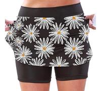 AMDOLE Jupe Short Femme avec Poches Sport Décontracté Jupe Couleur Unie Jupe Taille Moyenne Pantalons- La Randonnée, La Course, Le Cyclism Solide Taille Pas Cher (01C-BK2, XXXL) Prime Deals