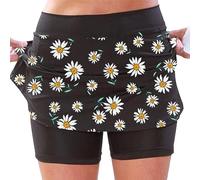 AMDOLE Jupe Short Femme avec Poches Sport Décontracté Jupe Couleur Unie Jupe Taille Moyenne Pantalons- La Randonnée, La Course, Le Cyclism Solide Taille Pas Cher (01C-BK1, M) Prime Deals
