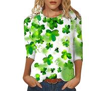 AMDOLE La Saint Valentin Débardeur Blanc Trois-Quarts à la Mode pour Femmes T-Shirts imprimés décontractés Tuniques Femmes Longues (T, XXL) Le Jour De La Saint Patrick