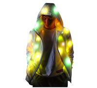 AMDOLE Lainage Coloré Hommes Manches Longues Vêtements Glowing Femmes Manteau LED Veste Manteau Femme Peignoir Polaire Sexy (White, M)