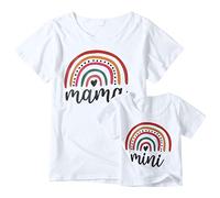 AMDOLE Maman Et Moi Arc-en-Ciel T-Shirt à Manches Courtes Chemisier DéContracté T-Shirts Famille Tenues Assorties VêTements D'éTé pour Tout-Petits Enfants BéBé Filles