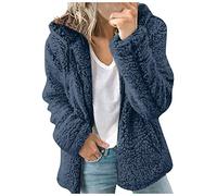 AMDOLE Manteaux en polaire pour femme - Veste d'hiver chaude en polaire douce et moelleuse - Cardigan à capuche - Fermeture éclair intégrale - Décontracté - Ample et confortable - Taille 36-44, Bleu