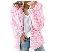 AMDOLE Manteaux en polaire pour femme - Veste d'hiver chaude en polaire douce et moelleuse - Cardigan à capuche - Fermeture éclair intégrale - Décontracté - Ample et confortable - Taille 36-44, Rose