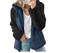 AMDOLE Manteaux en polaire pour femme - Veste d'hiver chaude en polaire douce et moelleuse - Cardigan à capuche - Fermeture éclair intégrale - Décontracté - Ample et confortable - Taille 36-44, Bleu