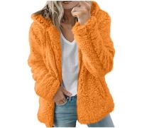 AMDOLE Manteaux en polaire pour femme - Veste d'hiver chaude en polaire douce et moelleuse - Cardigan à capuche - Fermeture éclair intégrale - Décontracté - Ample et confortable - Taille 36-44, Orange