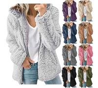 AMDOLE Manteaux en polaire pour femme - Veste d'hiver chaude en polaire douce et moelleuse - Cardigan à capuche - Fermeture éclair intégrale - Décontracté - Ample et confortable - Taille 36-44, Gris