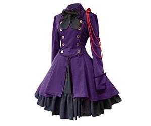 AMDOLE Robe De Bal Robe Victorienne Gothique Collar Vintage Femmes Cour Robe pour Femmes Miccostumes Hommes Dabi Méchant Cosplay Bnha Tenue De Costume (Purple, M)