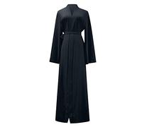 AMDOLE Robe d'été élégante pour femme, robe musulmane ouverte sur le devant, longue robe cardigan Abaya Ramadan pour femme, robe décontractée avec ceinture pour femme, Noir , S