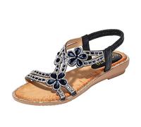 AMDOLE Sandales à bout fermé pour femme, sandales à fleurs, style bohème, sandales pour femme, sandales en gelée, taille 8, Noir , 40 EU