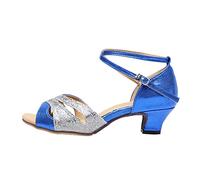 AMDOLE Sandales orthopédiques pour femme - Talon bas de 3,5 cm - Fond souple - Chaussures de danse latine - Plateformes en gelée pour femme, noir foncé, 36.5 EU
