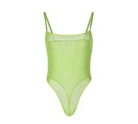 AMDOLE String Adolescente Fille Mini Robe Transparente en Maille Transparente pour Femmes, Lingerie sans Manches, Chemise Body Tenue Coquine Hot Ouverte (Beige, M) (Yellow, L)