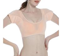 AMDOLE Tunique pour femme - Résistant à la transpiration - Respirant - Super absorbant - Anti-transpiration - Col en V - Haut pour femme, beige, M