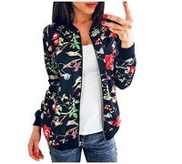 AMDOLE Veste Femme Motard Blouson Printemps Automne Léger Bombers Jacket Sweatshirt Sport Vintage Outwear Zippé Court Jacket Femme Court Chic Élégante Blouson Pas Cher Printemps