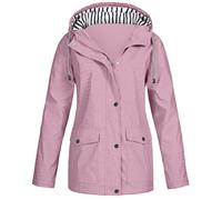 AMDOLE Veste polaire à manches longues pour femme - Manteau de pluie à capuche - Taille unie - Coupe-vent - Veste polaire pour femme, rouge pastèque, L