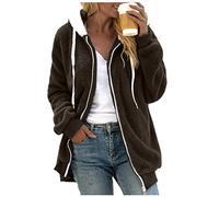 AMDOLE Veste Polaire Femme Fille Hiver Chaude Sweat Capuche Zippé Femme Grande Taille Blousons Chic Et Elegant Sweat Ample Femme Manche Longue Et Poche Chaude Outerwear Pas Cher