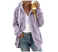 AMDOLE Veste Polaire Femme Fille Hiver Chaude Sweat Capuche Zippé Femme Grande Taille Blousons Chic Et Elegant Sweat Ample Femme Manche Longue Et Poche Chaude Outerwear Pas Cher