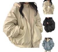 AMDOLE Vestes d'hiver pour femmes amples réversibles parka avec capuche manteau d'hiver chaud en polaire veste d'extérieur, beige, M