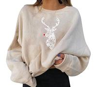 AMDOLE Warehouse Amazon Warehouse Deals Pull Noël Femme Pulls de fête de Noël pour Femmes Fun Graphic Print Round Neck Long Sleeve Sweatshirt Tops Main Cher Cyber Monday