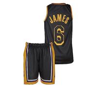 Amdrabola Lakers Lebron James - Maillot de basketball pour enfant - Noir - Avec short - Pour fans de basket-ball (128, noir)