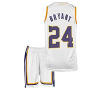 Amdrabola Lakers Maillot de basket-ball pour enfant - Kit de construction - Noir et jaune - Avec short - Pour fans de basket-ball (4-13 ans)