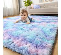 Amdrebio Tapis arc-en-ciel violet pour chambre à coucher et chambre de fille, tapis coloré à motif de sirène La Reine des Neiges pour salle de jeux, chambre d'enfant, dortoir, 91 x 152 cm, petit tapis