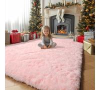 Amdrebio Tapis rose pour chambre à coucher de fille, joli tapis pelucheux à poils longs pour salon, chambre d'enfant, tapis d'intérieur en fourrure pelucheuse kawaii pour adolescents, bébés, crèches