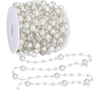 AMDX Guirlande de Noël argentée, 20 m, brins de perles, perles de tailles mixtes, ABS, nylon, droit, intérieur/extérieur