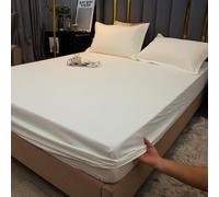 AMDXD 180 x 200 cm - Drap-housse lavable - Pour l'hiver - Couleur unie et blanche - Textiles classiques - En bambou - Pour lit à sommier tapissier et surmatelas