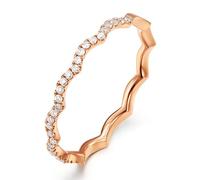 AMDXD Alliance classique en or rose 750 avec diamants taille ronde véritable 18 carats Taille 49-70, Or rose 18 carats (750), Diamant