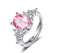 AMDXD Alliances classiques en or blanc 375 avec cristal rose, taille ovale, moissanite 9 carats, taille 47 à 65, Or blanc 9 carats (375), Cristal rose