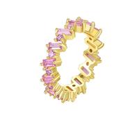 AMDXD Alliances classiques en or jaune 585 14 carats avec cristal rose taille rectangulaire Au585 - Tailles 47 à 65, or jaune 14 carats (585), Cristal rose