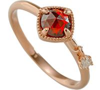 AMDXD Alliances classiques en or rose 14 carats Au585 avec rubis rouge, diamant 585, taille 47 à 65, Or rose 14 carats (585), Rubis Perle