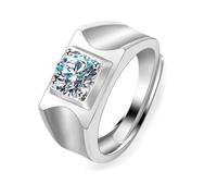 AMDXD Alliances en or blanc 585 - Large bague de mariage avec diamant créé en laboratoire - Bague en diamant 14 carats - Bijou en or véritable - Tailles 54 à 72, Or blanc 14 carats (585), Diamant créé
