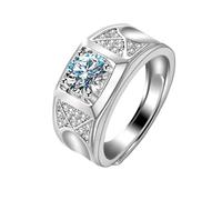 AMDXD Alliances en or blanc 585 - Large bague géométrique à 4 griffes - Bague de mariage avec diamant créé en laboratoire - Bague en diamant véritable 14 carats - Taille 54 à 72, Or blanc 14 carats