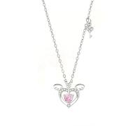 AMDXD Au 375/585/750 Collier vintage pour femme en or blanc avec pendentif ailes et flèches pour femme Créé en laboratoire Rose Saphir Cœur Rose Colliers Femmes Moissanite 9K/14K/18K Or blanc, 40+5 cm