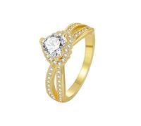 AMDXD Au375/585/750 Bague solitaire en or jaune véritable avec cœur et moissanite taille ronde blanche, alliances avec rubis or 9 K/14 K/18 K, taille 47-65, or jaune 18 carats (750), Moissanite
