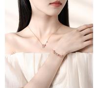 AMDXD Au375/585/750 Collier en or rose pour femme - Bijou en or véritable - Pendentif fleurs moissanite goutte blanche - Chaîne pour femme créée en laboratoire - Saphir rose - Or rose 9 K/14 K/18 K