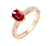 AMDXD Au750 Bague de mariage en or rose 18 carats véritable avec rubis 0,8 ct 4 griffes Taille 49-70 Rouge, Or rose 18 carats (750), Diamant Laboratoire Créé Rubis diamant