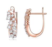 AMDXD Au750 Boucles d'oreilles pour femme en or rose 18 carats Motif floral vague Créé en laboratoire Diamant 750 Bijoux en or véritable
